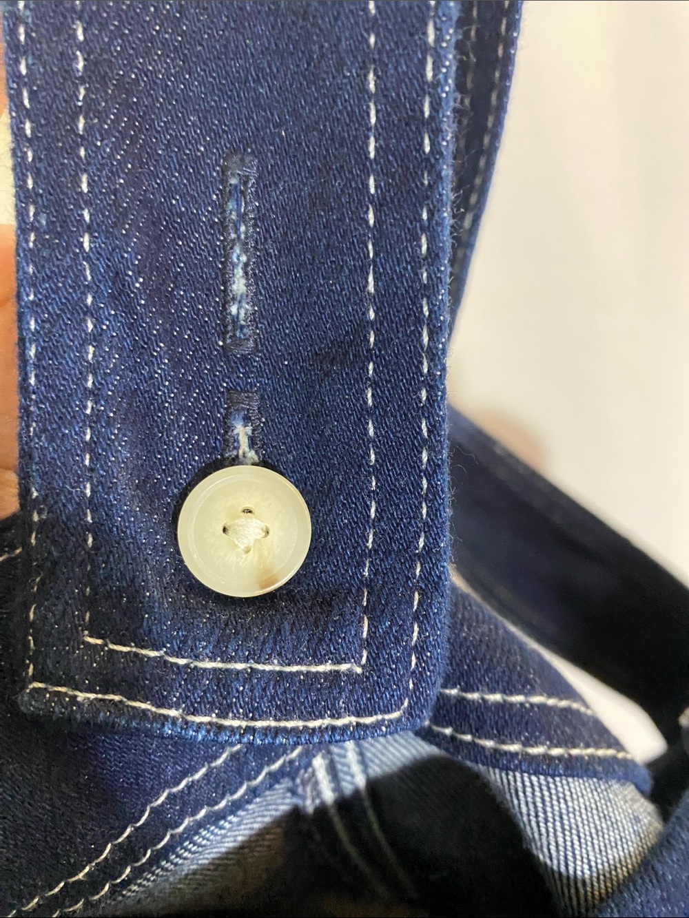 Anthropologie Maeve Portside Button-Front Denim Shorts Romper Denim Dark NWOT 6 - Picture 7 of 9